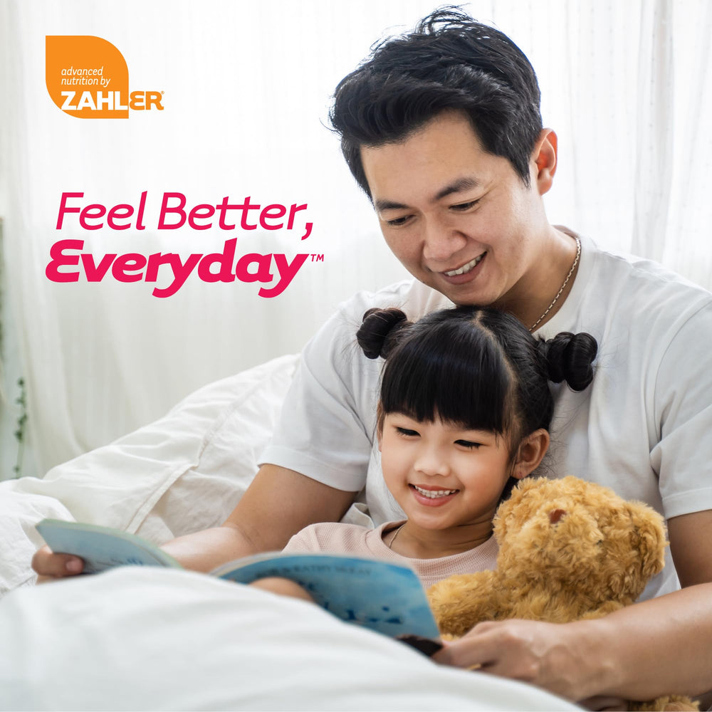 Made in USA label on Zahler ChildCalm product packaging showing kosher, non-GMO, dairy-free, soy-free