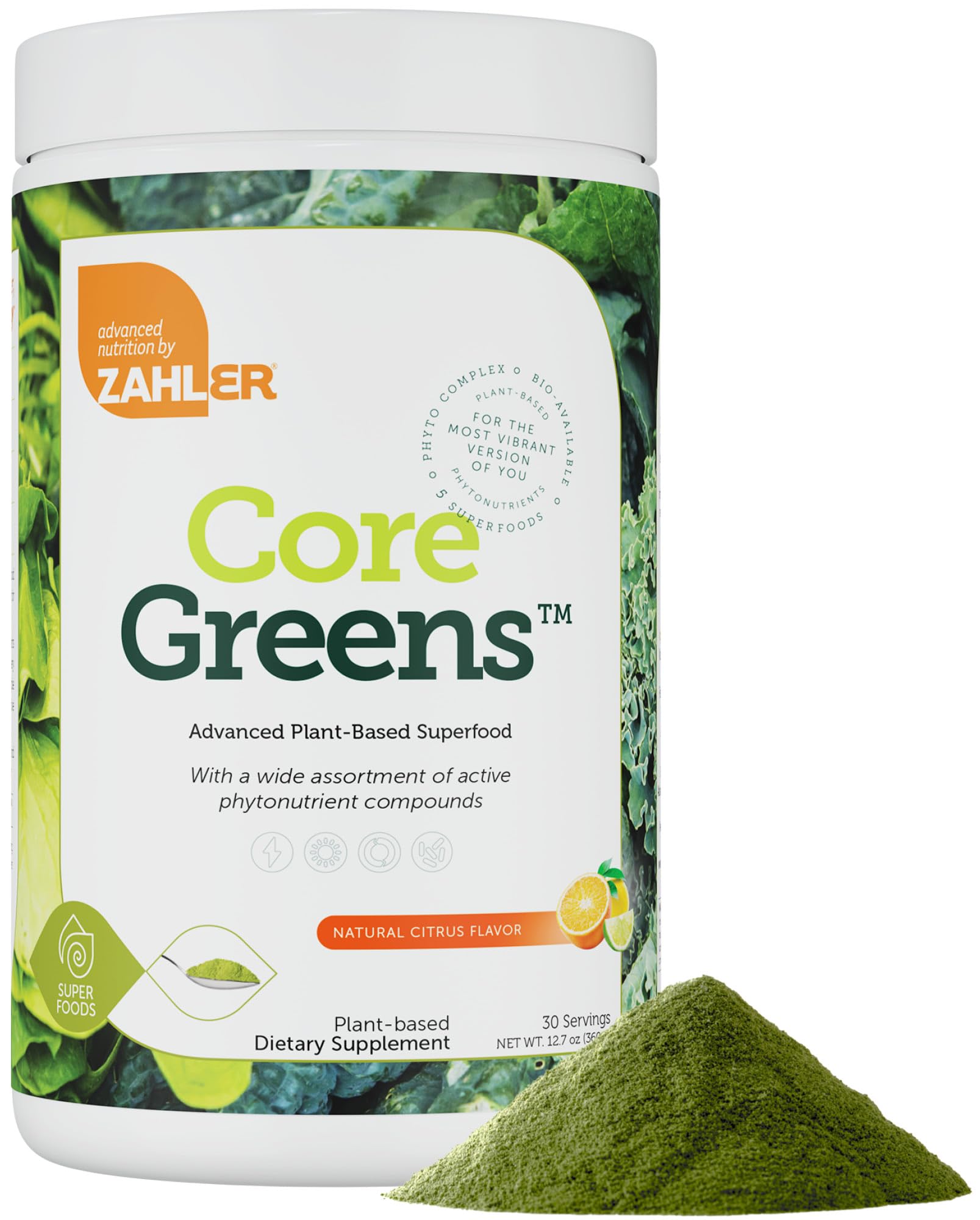 Zahler Core Greens Powder Citrus flavor container