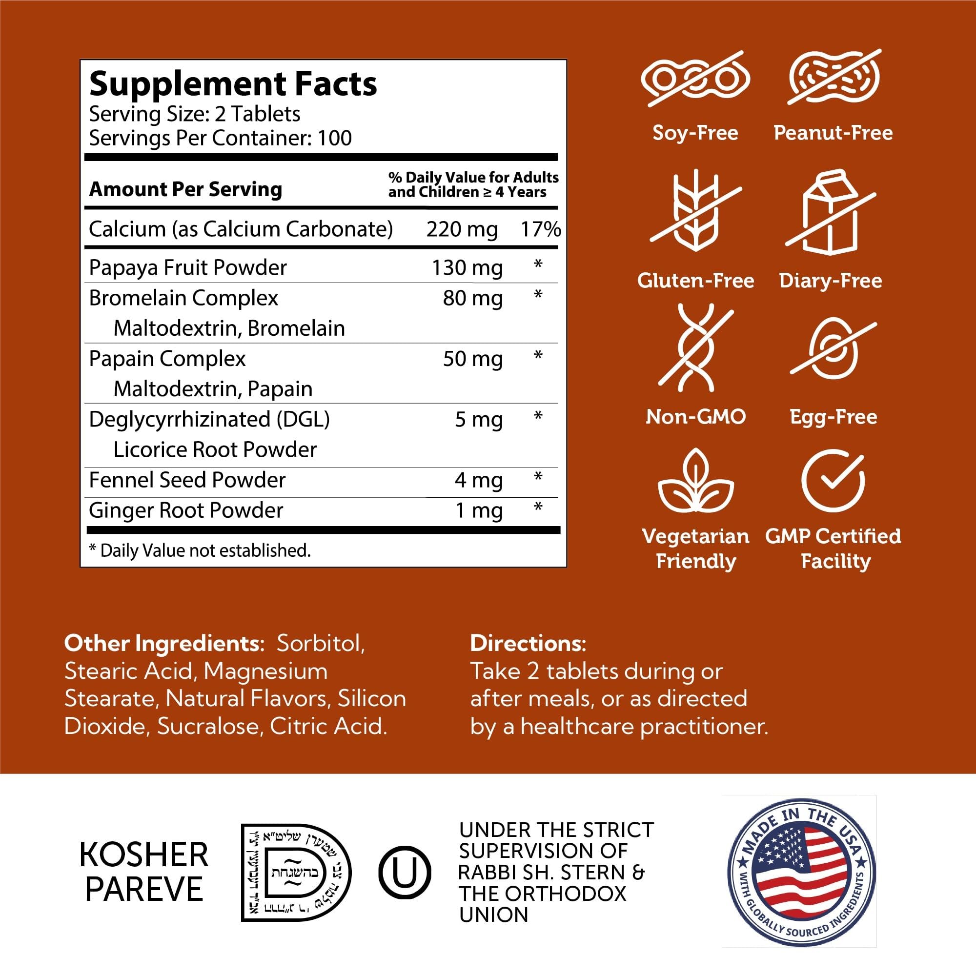 Fruit-based chewable digestive enzymes with papaya and pineapple