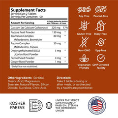 Fruit-based chewable digestive enzymes with papaya and pineapple