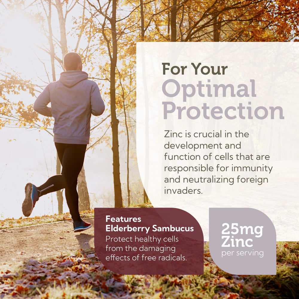 Close-up of label with elderberry and zinc information