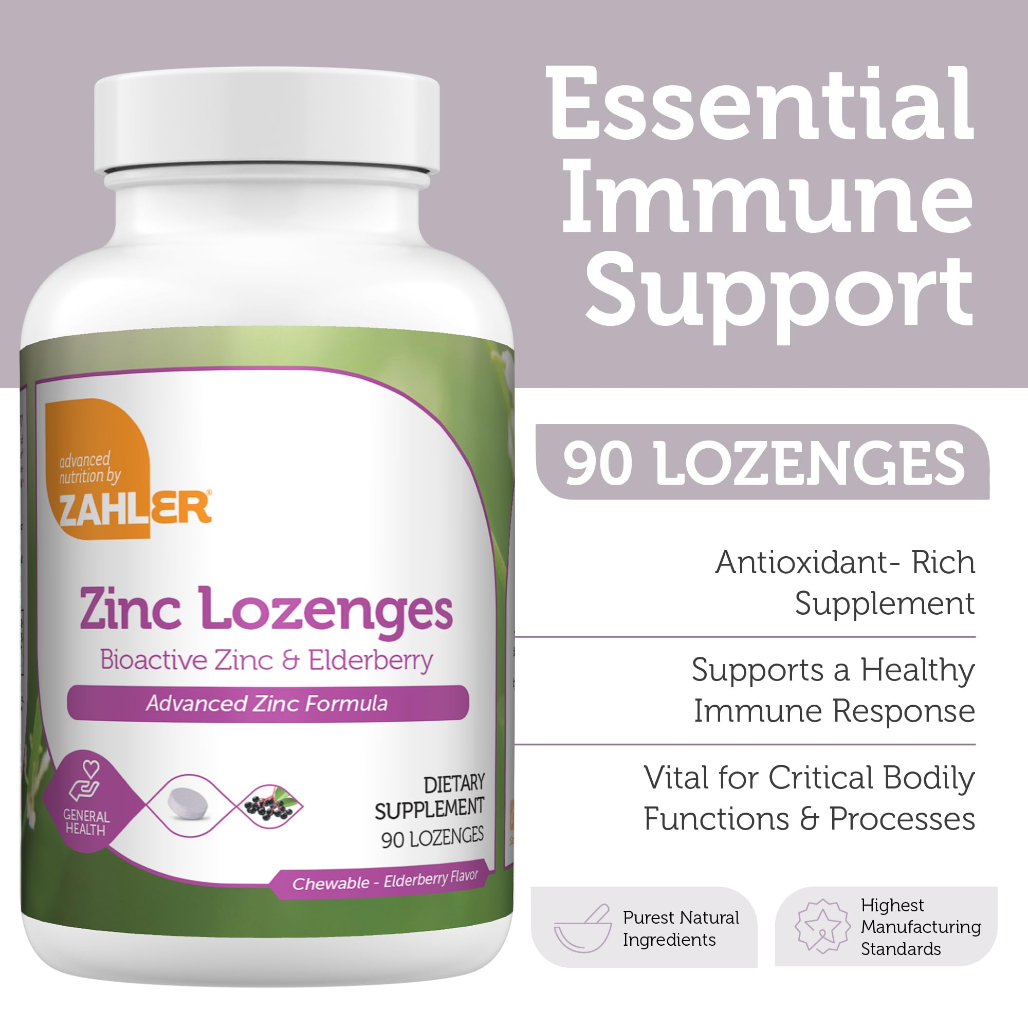 Zahler Elderberry Zinc Lozenges packaging
