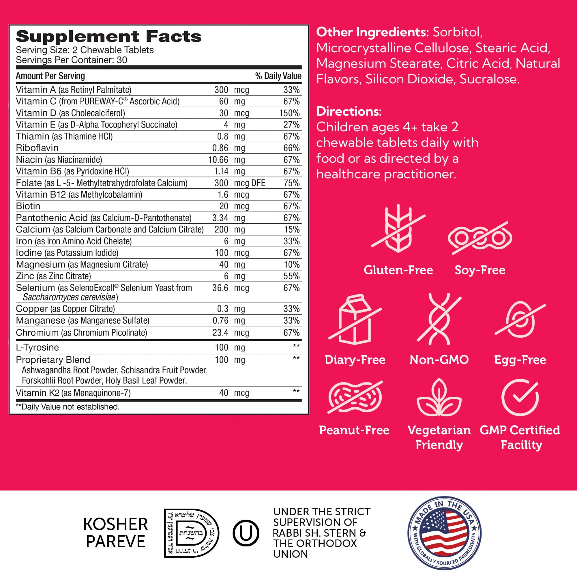 Non-GMO, gluten-free Zahler HeightFactor chewables