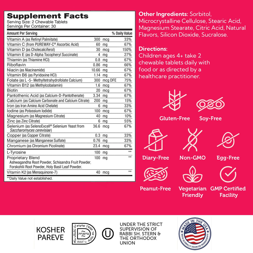 Non-GMO, gluten-free Zahler HeightFactor chewables