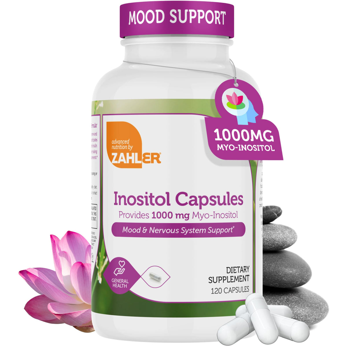 Zahler Inositol 1000mg capsules bottle and label
