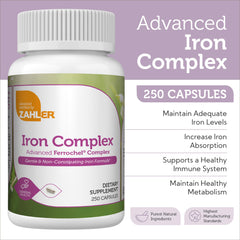 Label shows 25 mg Iron Ferrochel per serving