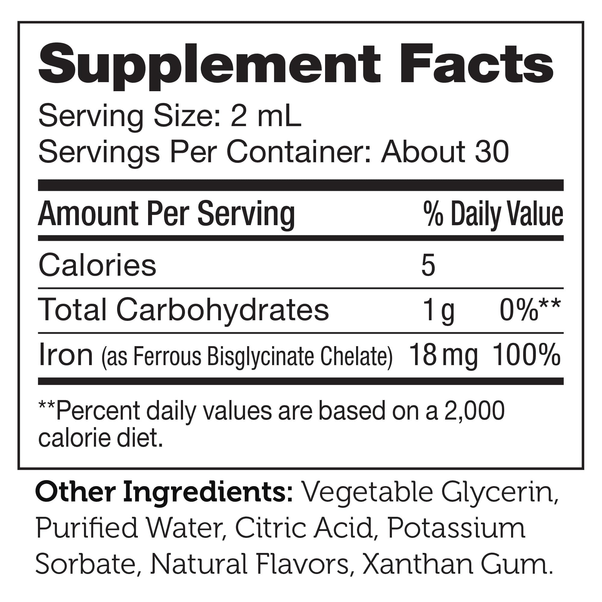 Close-up of Zahler Iron Drops bottle label