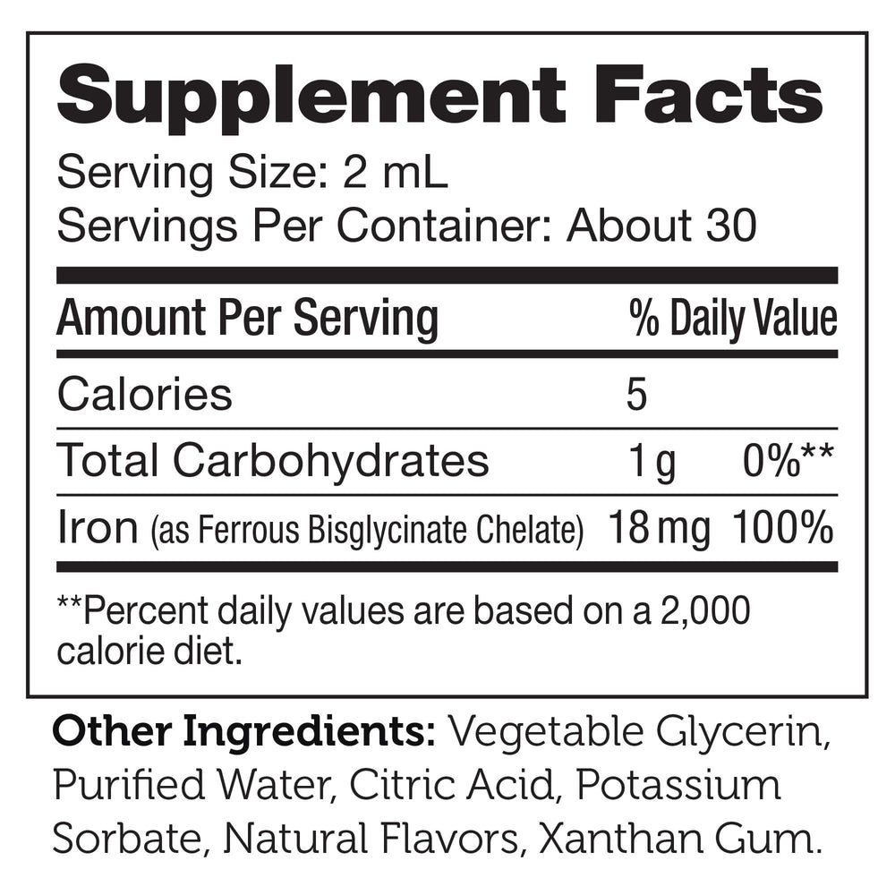 Close-up of Zahler Iron Drops bottle label