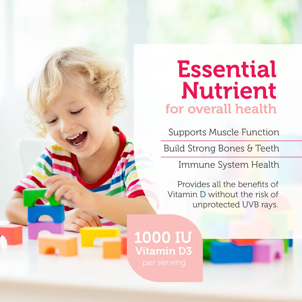 Nutrition facts label for Zahler Junior D3 1000 IU kids chewables