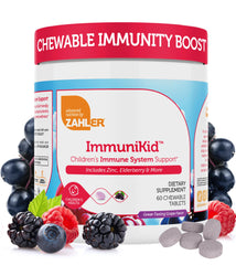 Front bottle of Zahler Kids Immune Support with grape-flavored chewables