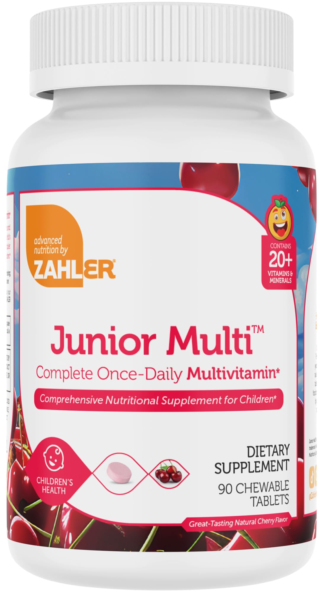 Packaging of Zahler Kids Multivitamin Chewable 90-count in cherry flavor