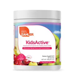 Container of Zahler KidsActive concentration powder in fruit punch flavor