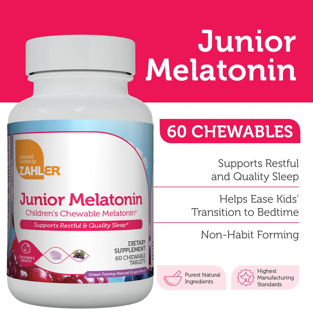 Kosher certified and non-GMO Zahler 1mg Kids Melatonin