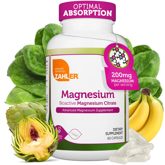 Zahler magnesium supplement capsules 200 mg, 60-count bottle