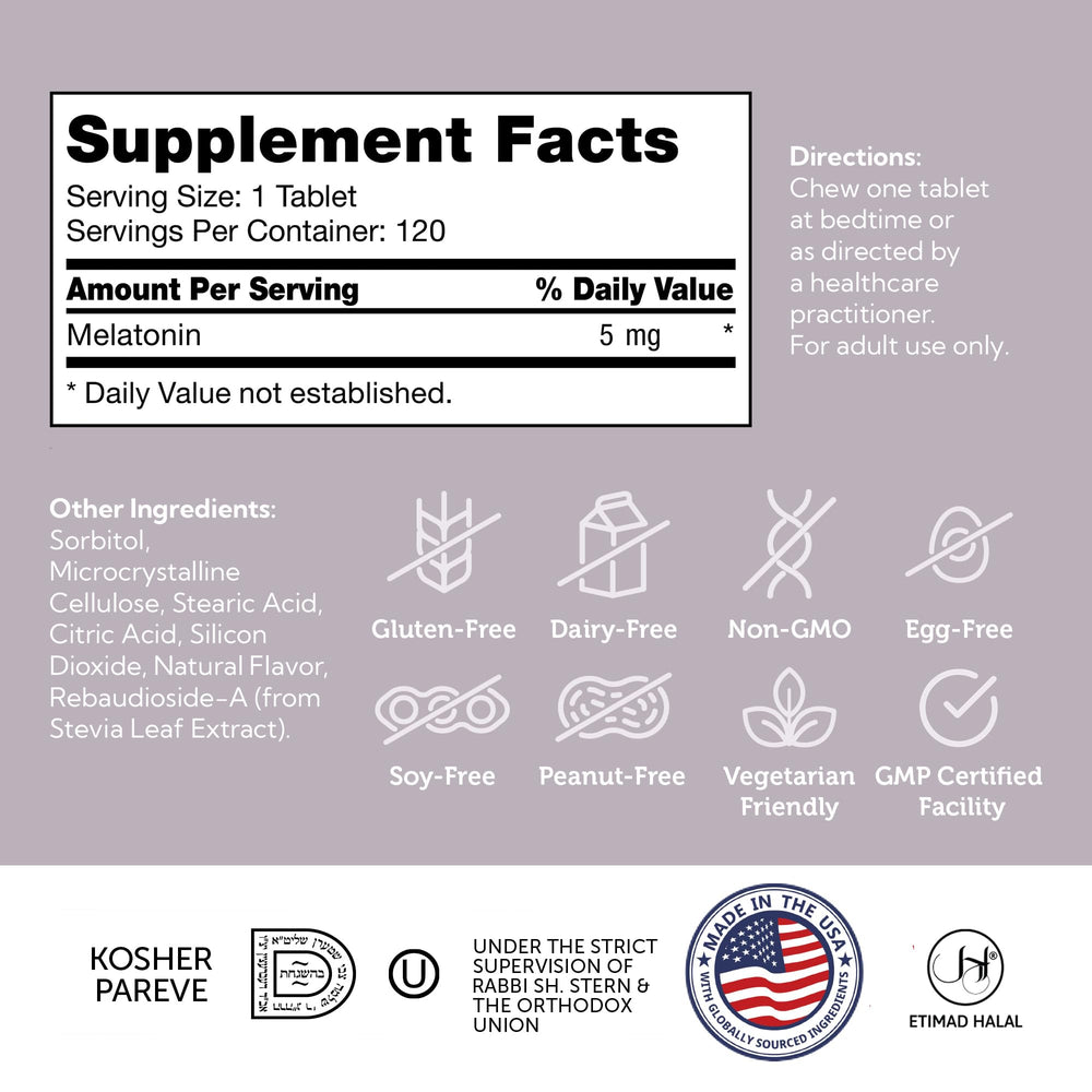 Close-up of Zahler Melatonin 5mg orange chewables