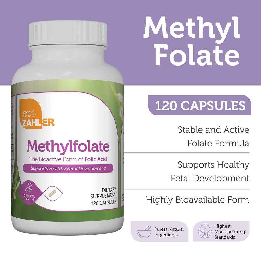 Close-up of 1000 mcg DFE L-Methylfolate label