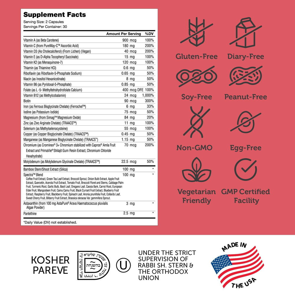 Whole food fruit & veggie blend in Zahler Multivitamin