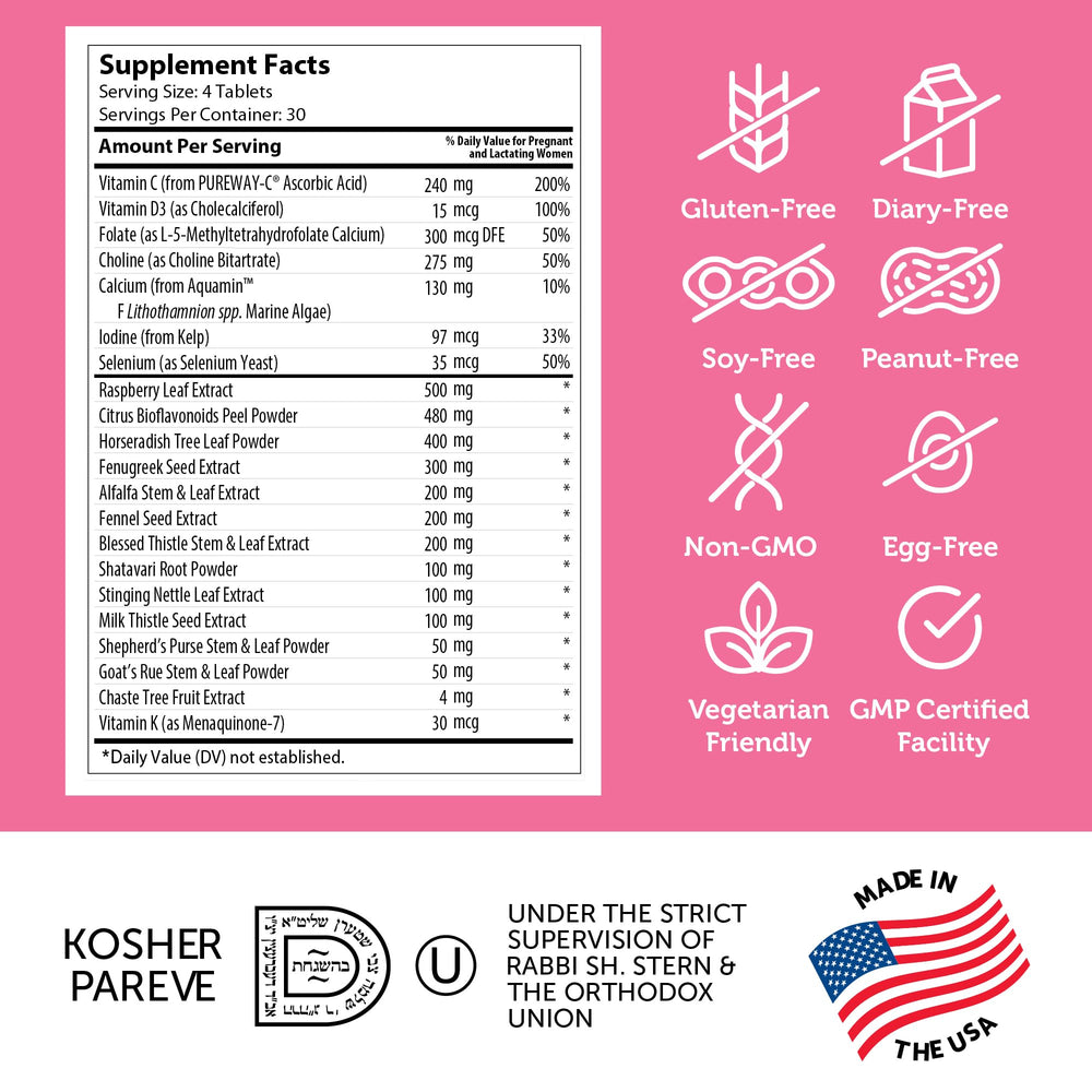 Kosher and Vegetarian certifications for Zahler Postnatal Flow