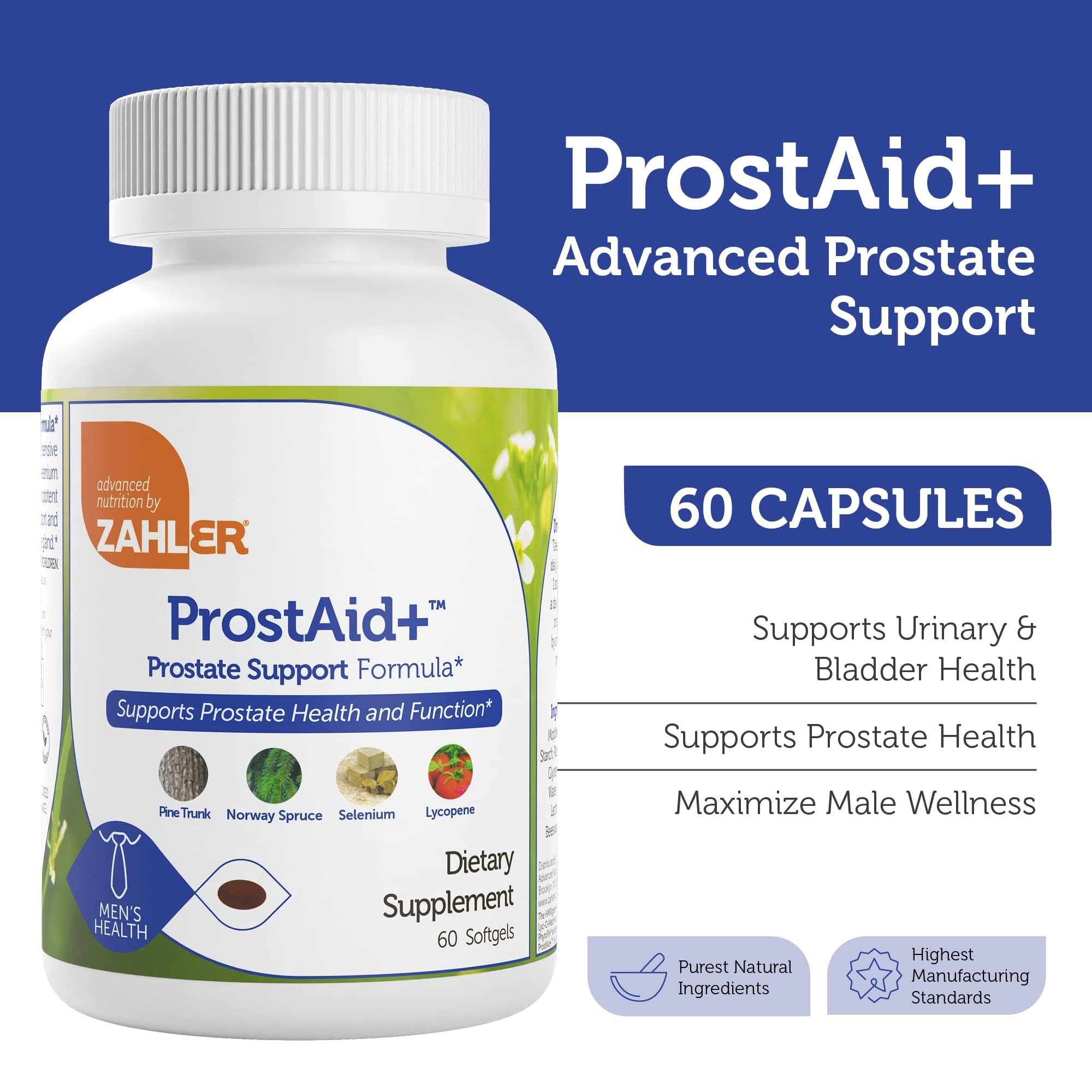 ProstAid+ bottle highlighting bladder comfort and daily wellness