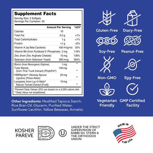 Close-up of Lycopene, Pine Trunk Sterols, and Norway Spruce ingredients used in ProstAid+