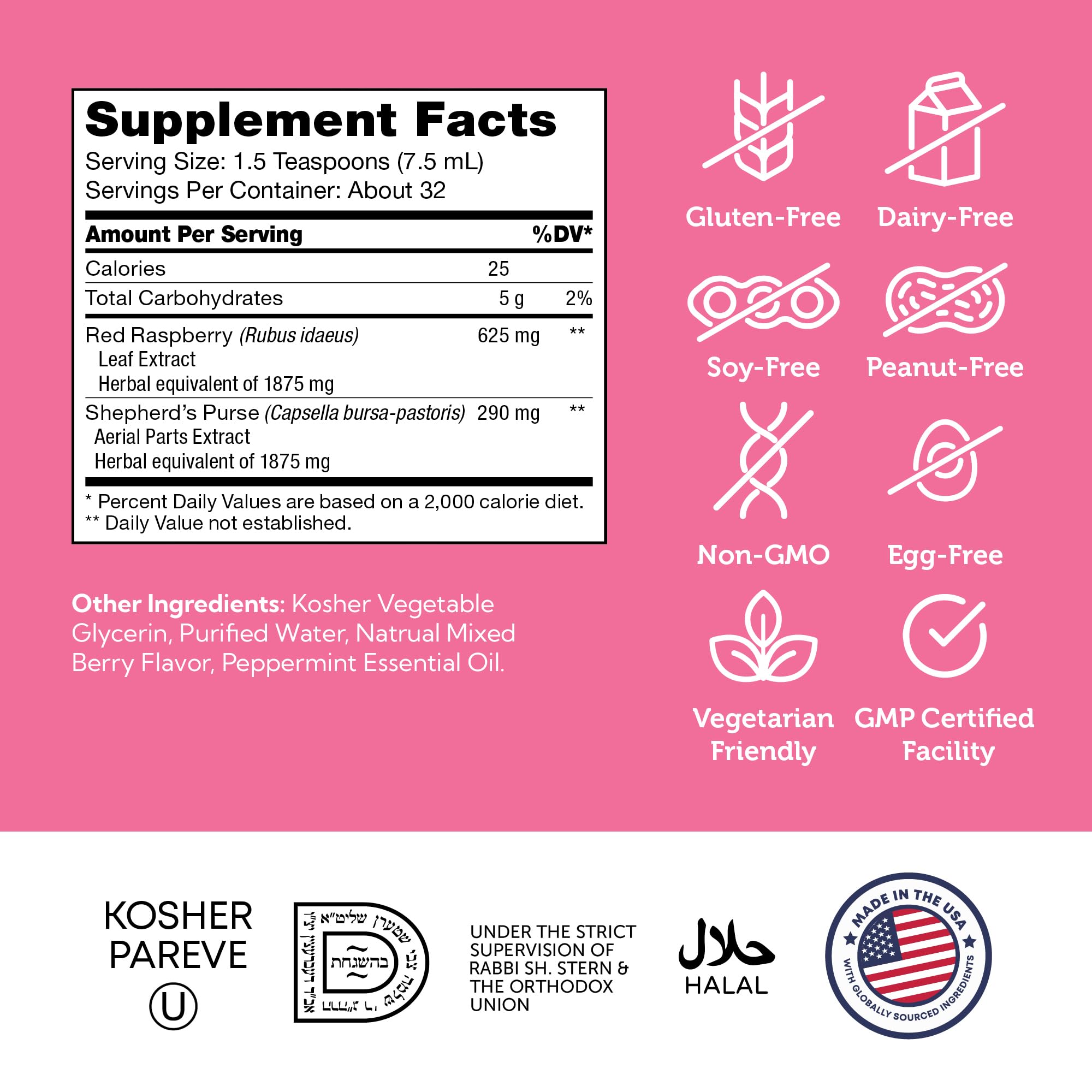 Herbal blend of red raspberry leaf and shepherd's purse for uterine health