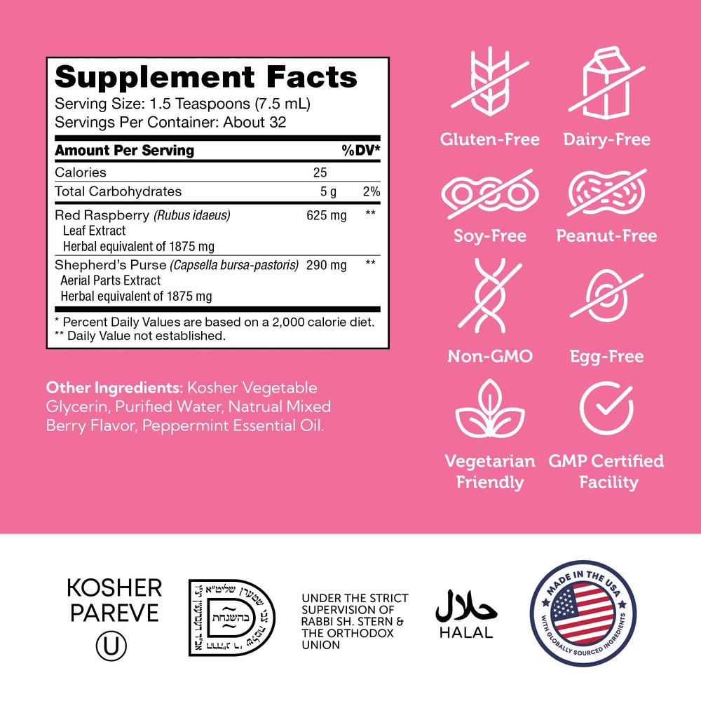 Herbal blend of red raspberry leaf and shepherd's purse for uterine health