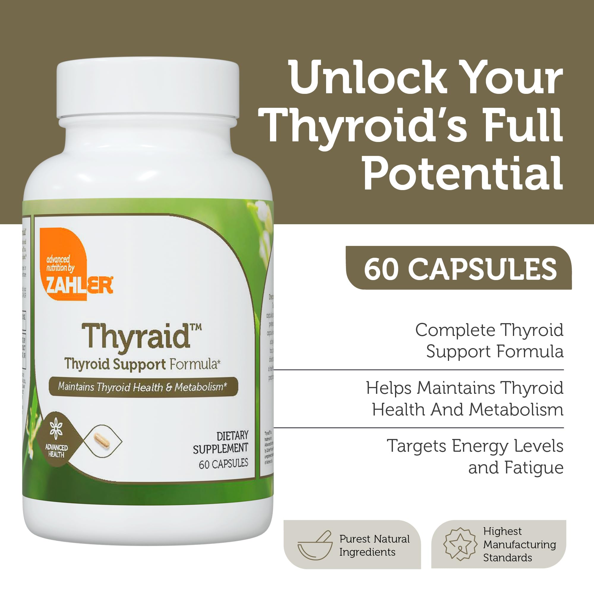 Ingredient highlights: iodine, L-Tyrosine, zinc, copper