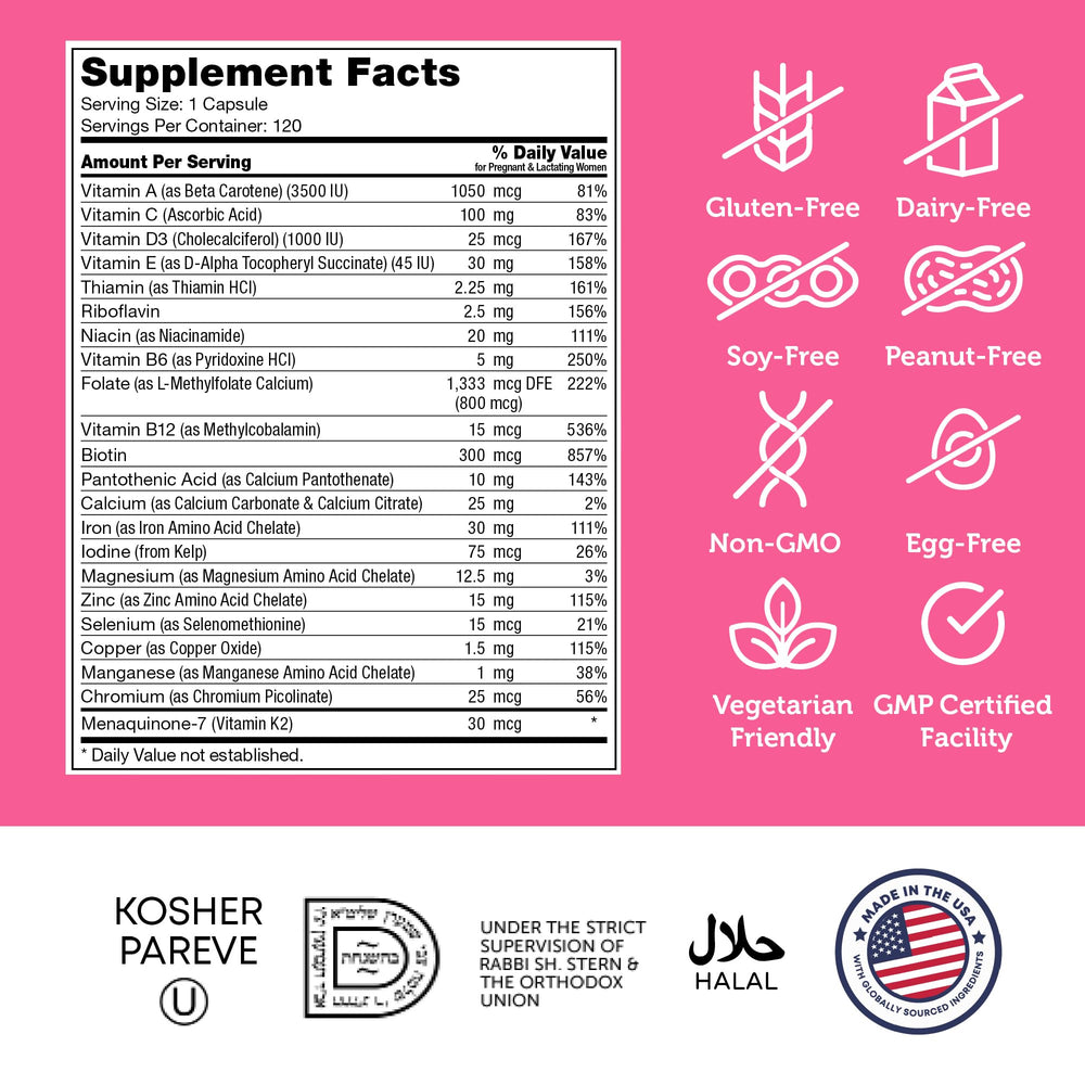 Kosher, non-GMO prenatal supplement by Zahler