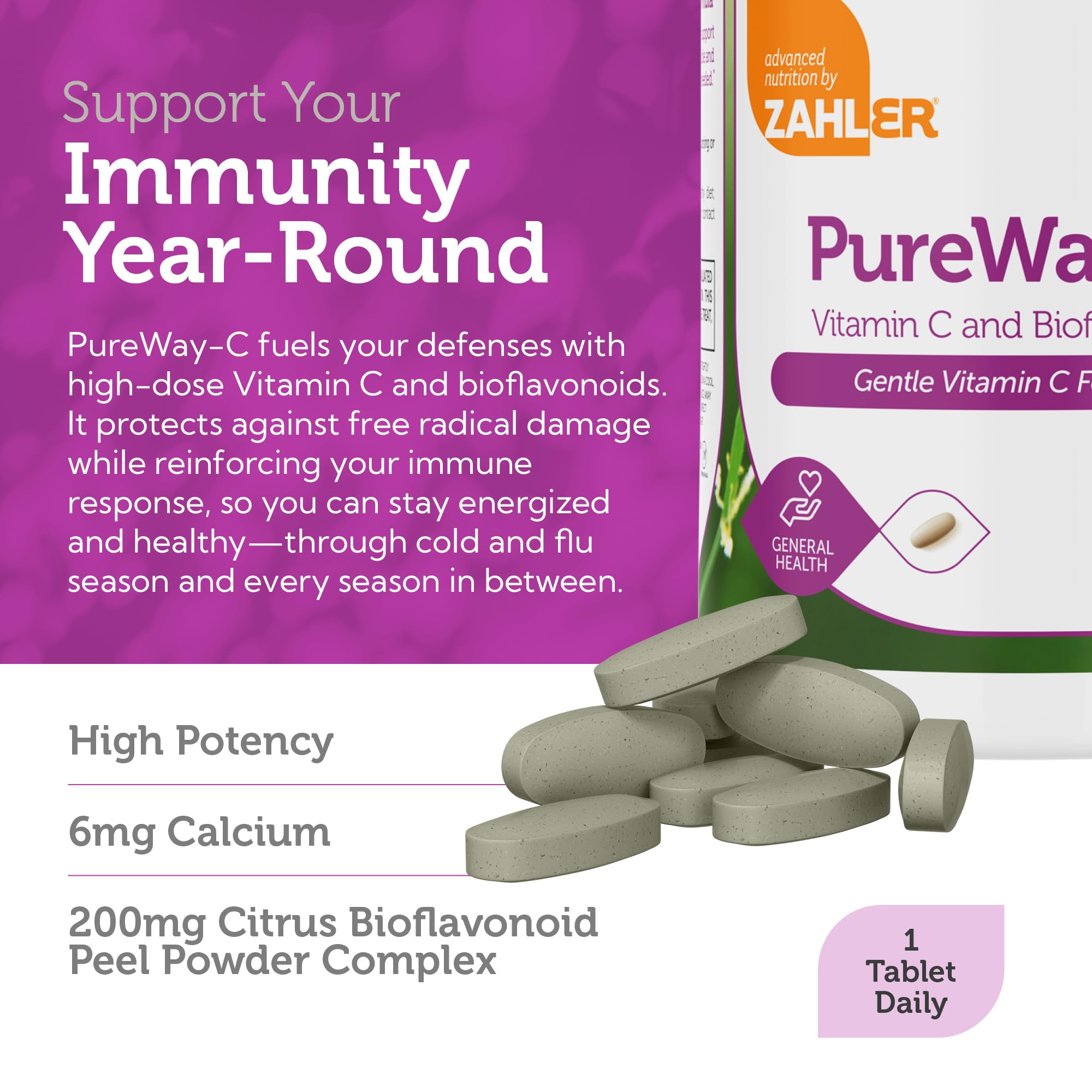 High-potency Vitamin C with bioflavonoids for antioxidant protection