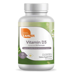 Zahler Vitamin D3 10,000 IU softgels bottle - 250 count