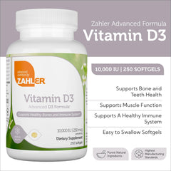 Zahler Vitamin D3 10k IU softgels – easy-to-swallow capsules