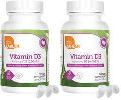 Zahler Vitamin D3 10000 IU softgels in bottle, two-pack