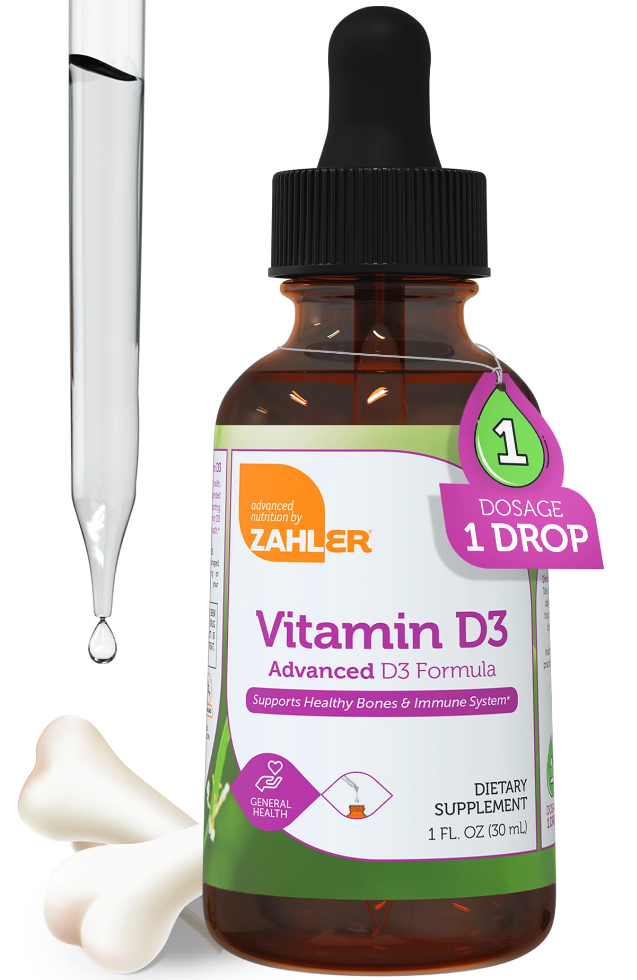 Zahler Vitamin D3 Liquid 5000 IU bottle and label
