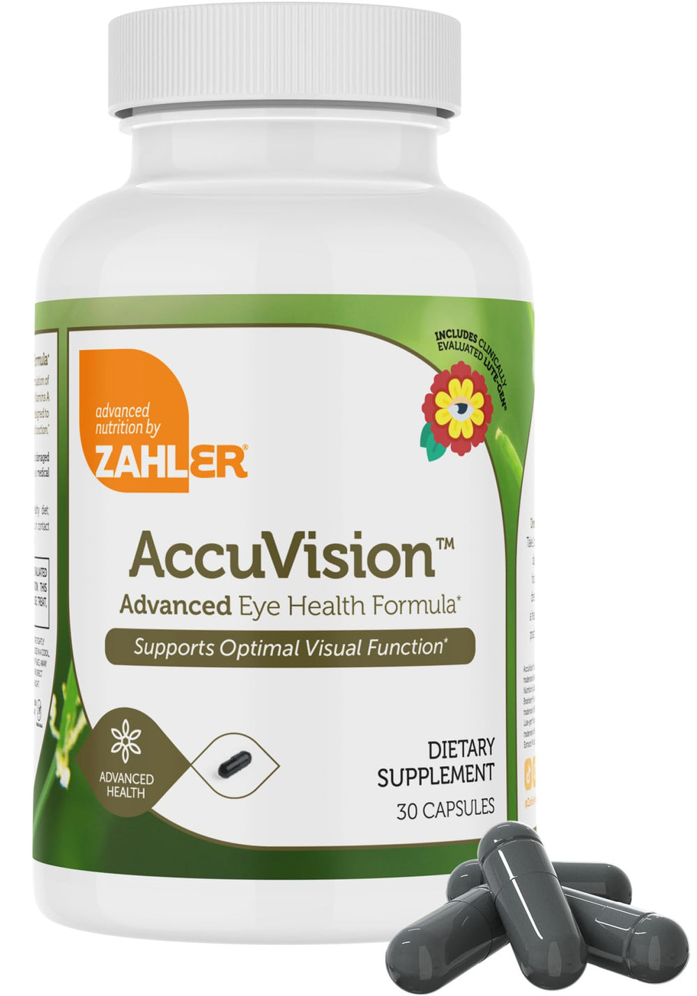 Ingredients panel of Zahler AccuVision bottle