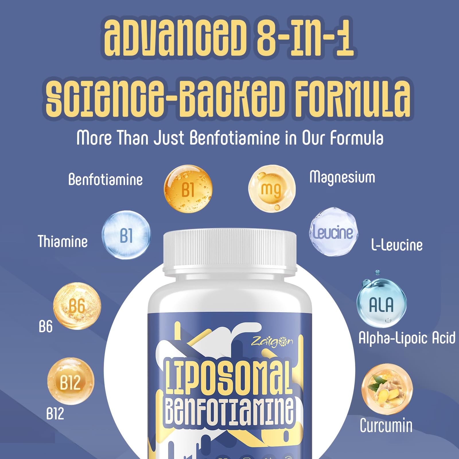 Close-up of Zaigon Benfotiamine liposomal capsules