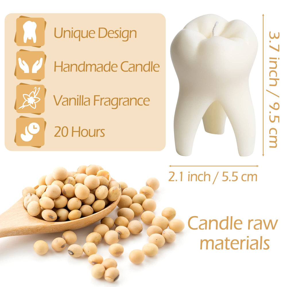Close-up of tooth-shaped candle design for dental office