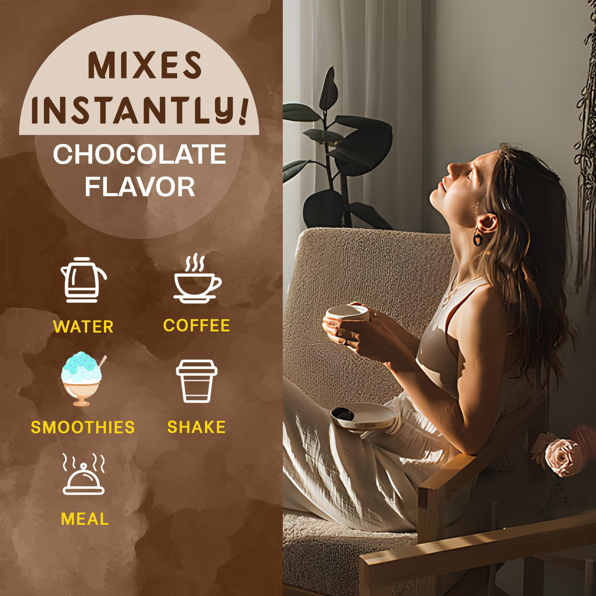 Chocolate-flavored bone broth protein shake
