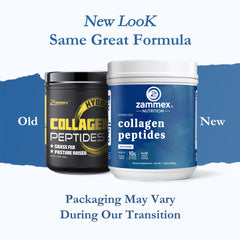 Zammex Collagen Peptides powder being scooped into a glass