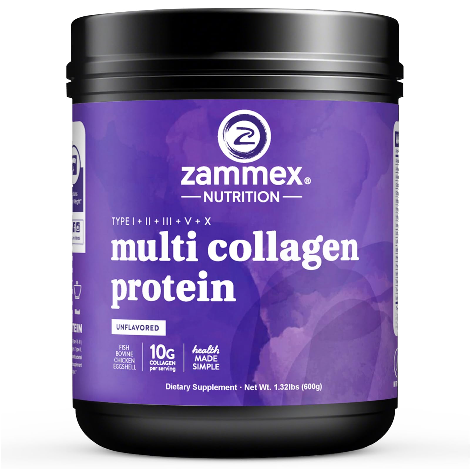 Zammex Multi Collagen Protein Powder packaging (unflavored)