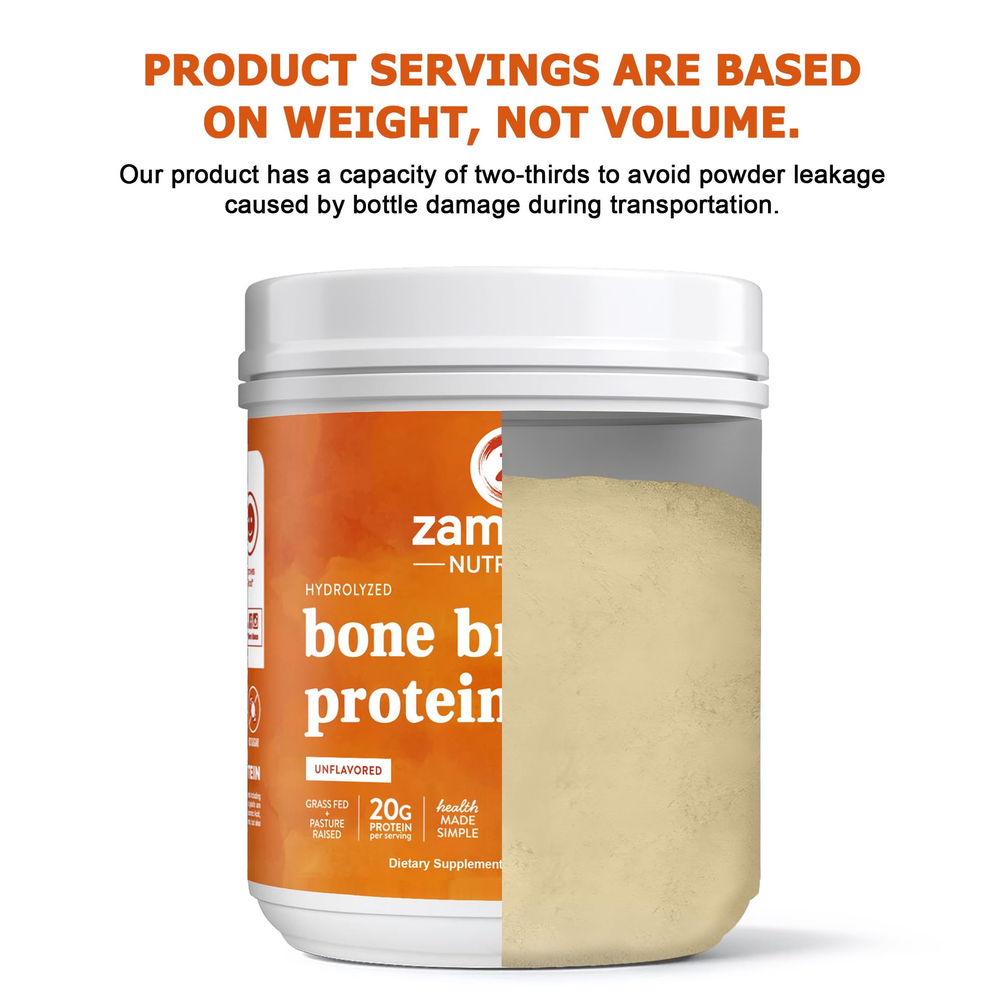 Zammex bone broth protein powder ready to mix into recipes