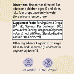 Front label of Zand Herbals Oregano Oil Drops showing 60 percent carvacrol