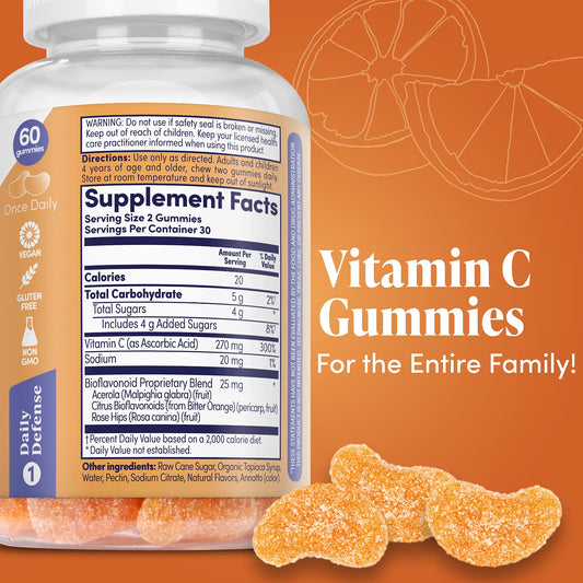 Close-up of orange-flavored vitamin C gummies