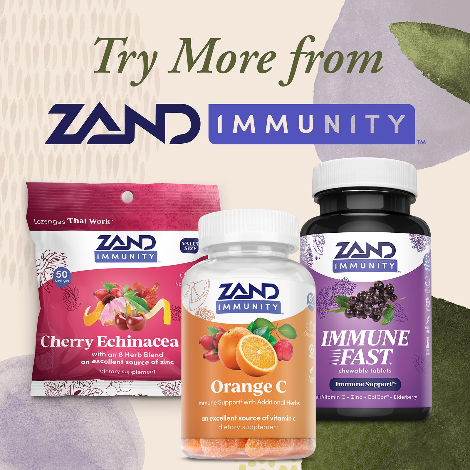 Adults and kids 4+ chewing ZAND Immunity Orange Vitamin C Gummies