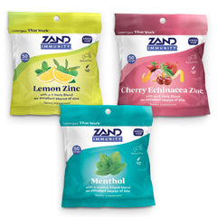 Front view of ZAND Immunity Variety 3 Pack Lemon Zinc lozenges