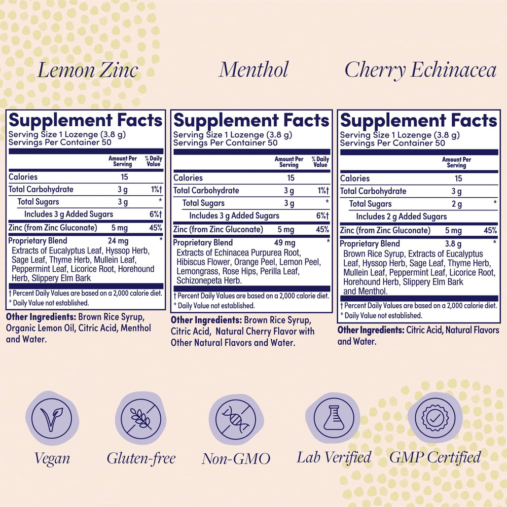 Front view of ZAND Immunity Variety 3 Pack Menthol Zinc lozenges