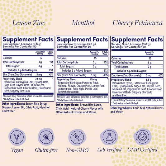 Front view of ZAND Immunity Variety 3 Pack Menthol Zinc lozenges