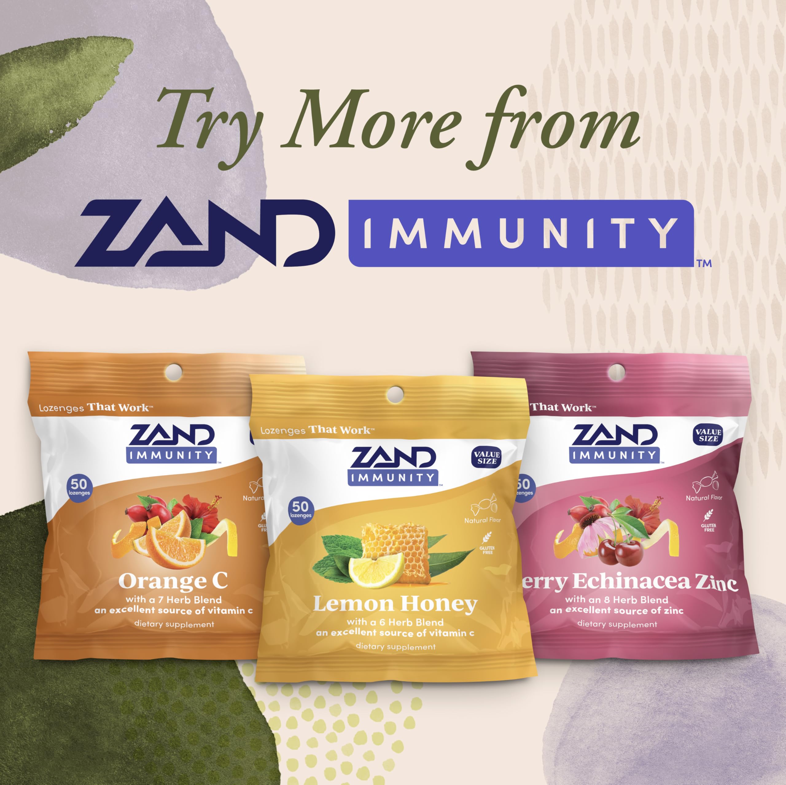 ZAND Immunity Variety 3 Pack packaging back with nutrition panel