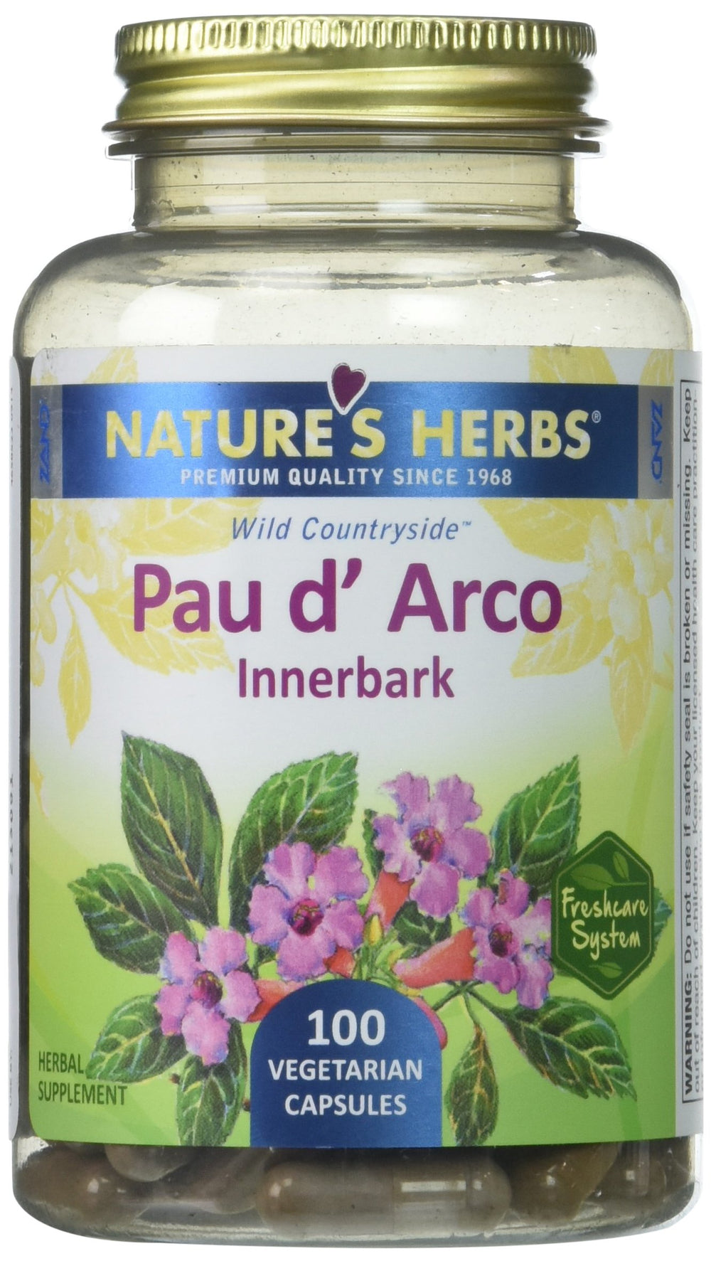 Front view of Zand Pau D'Arco Innerbark capsules bottle