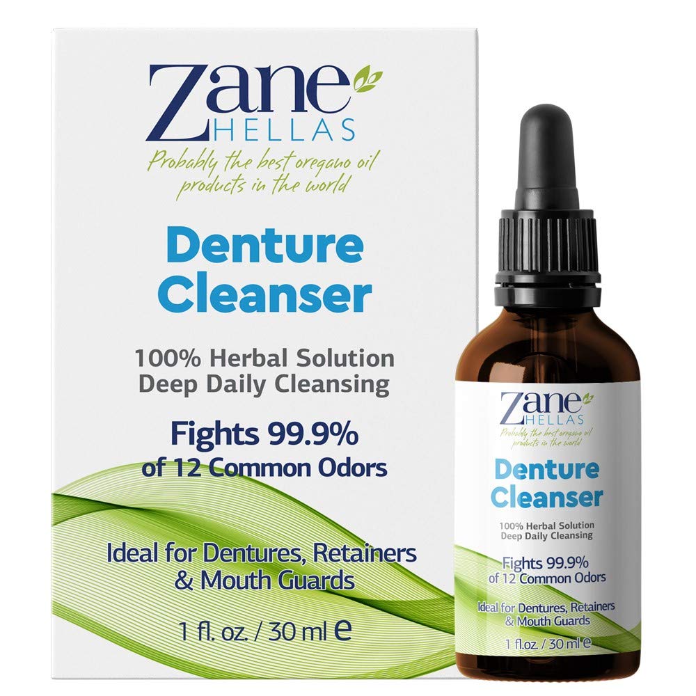 Zane Hellas Denture Cleaner bottle with oregano oil label - 1 oz