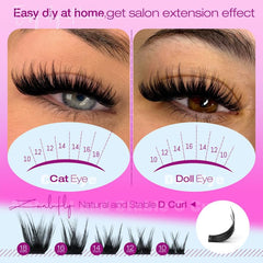 ZANLUFLY wispy lash clusters D curl 14-16mm for balanced volume